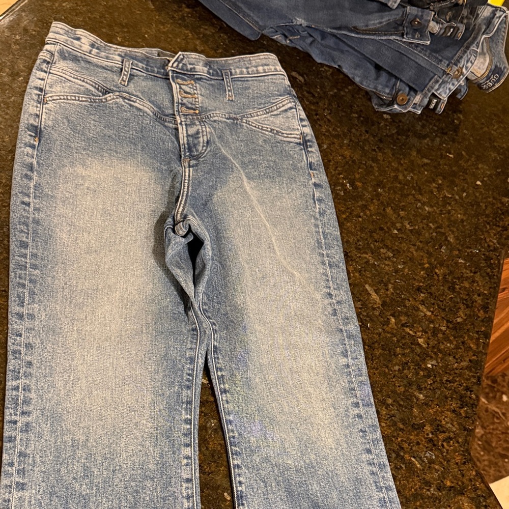 Express Light Blue Straight Leg Jeans